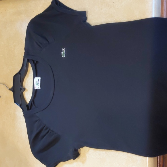 Lacoste T-shirt Black size M ladies 42 fitted short sleeve - Picture 6 of 6